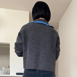 Two-tone knit cardigan