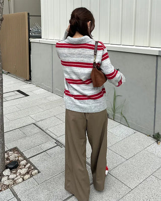 Striped long-sleeved knit