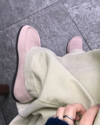 Suede square loafers