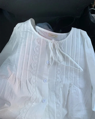 Frilled ribbon blouse