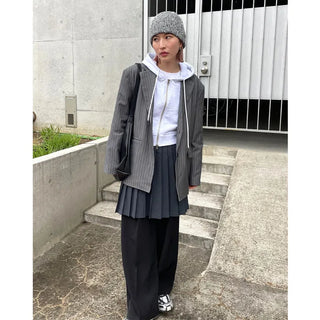 Striped Shoulder Pad Oversized Jacket