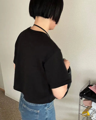 Basic semi-cropped T-shirt