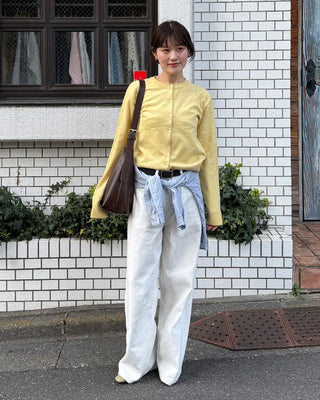Back-belt wide-leg pants