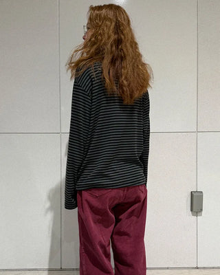 Turtleneck striped long-sleeve T-shirt