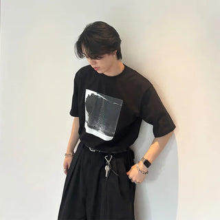 (Unisex) Square Print Short-Sleeve T-Shirt