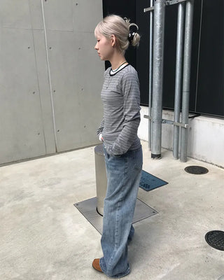 Round neck striped T-shirt