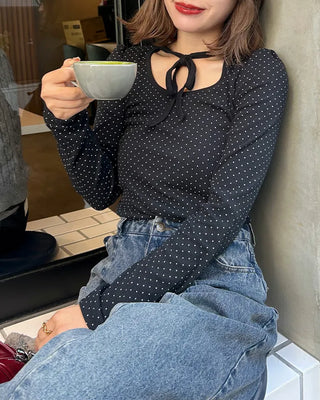 Polka Dot U-Neck T-Shirt
