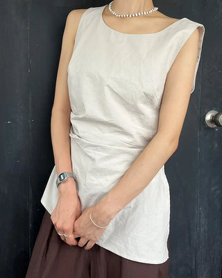 Shirred sleeveless blouse