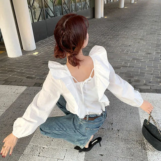 Square frill blouse