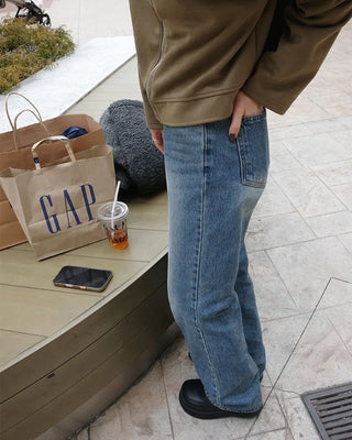 Straight denim pants