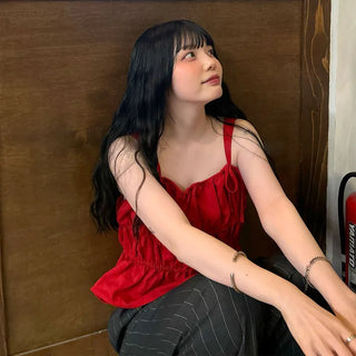 Shirred Ribbon Sleeveless Dress