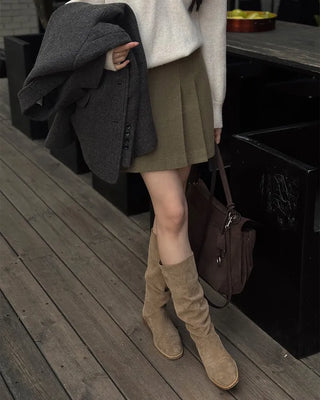 Wool pleated mini skirt
