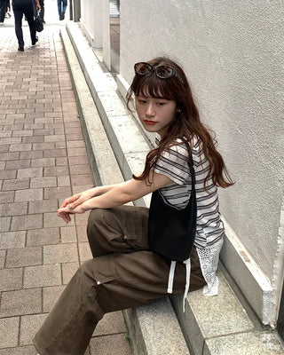 Cargo wide cotton pants