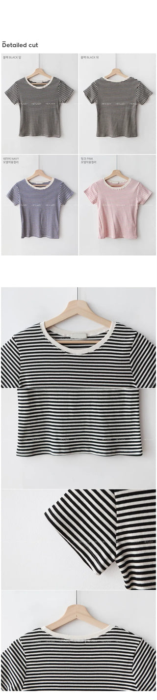 Casual striped short-sleeved T-shirt