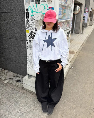 Loose-fit star hooded parka