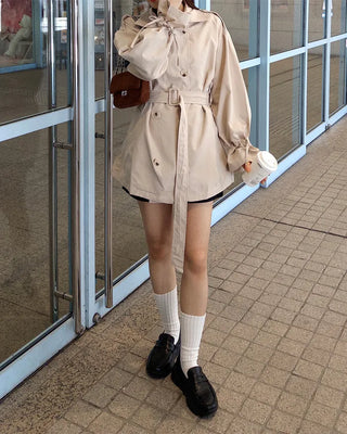 Double-breasted half trench coat