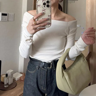 Slim-fit off-shoulder t-shirt