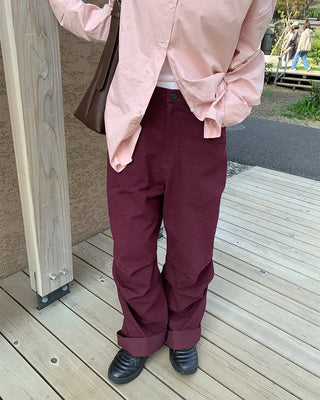 Colored denim wide-leg pants