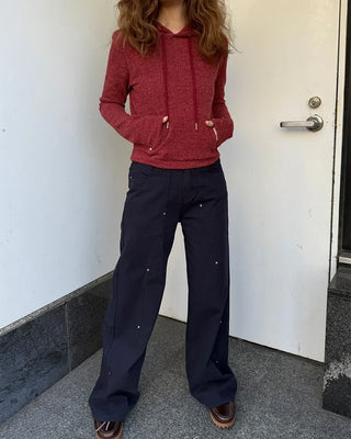 Slim-fit knit hoodie