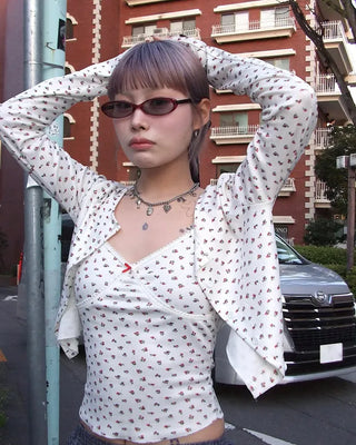 Flower Camisole Cardigan Set