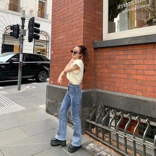 Pocket Flare Fit Denim Pants
