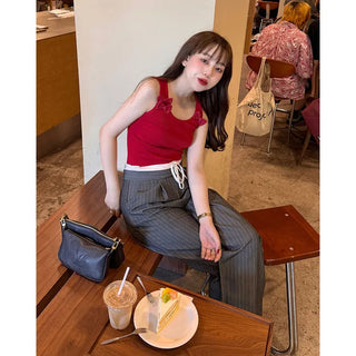 Striped wide-fit pants