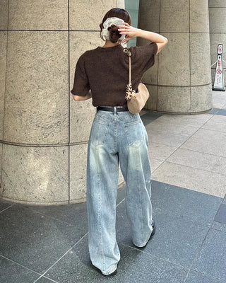 Side yoke seam wide jeans