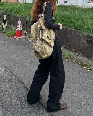 Non-faded wide denim pants