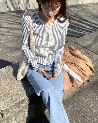 Ribbed border cardigan