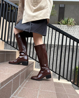 Leather long boots