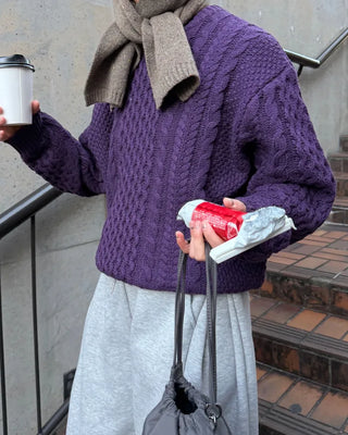 Wool color cable knit