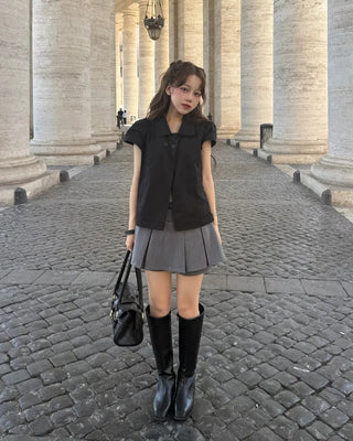 Double-breasted, oversized collar shirt