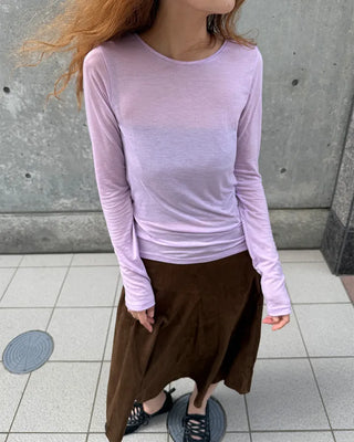 Round neck sheer long sleeve