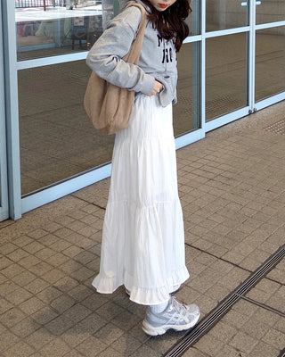 Can-can frill long skirt