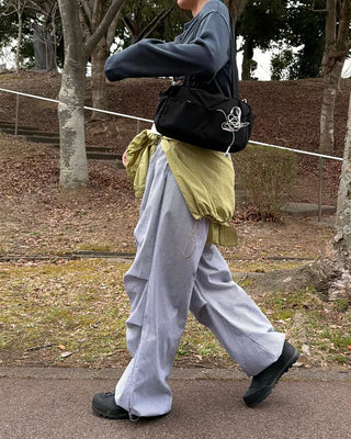 Color-block striped pants