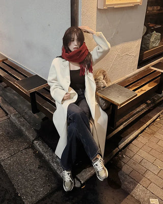 Wool blend handmade long coat