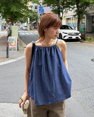 Denim ribbon camisole