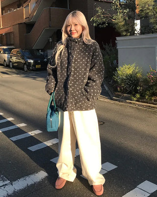 Dot fleece zip-up
