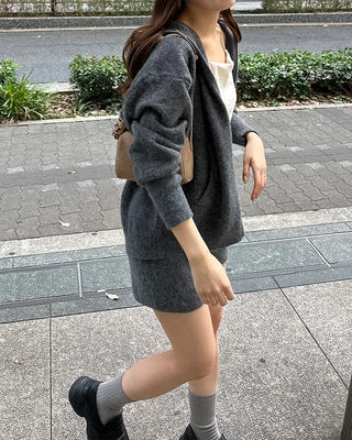 Double-zip hoodie and shorts set