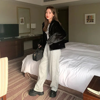 High-neck fur jacket