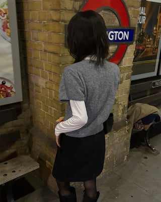 Bouclé short-sleeved cardigan