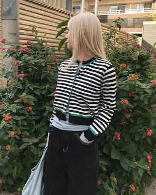 Two-tone striped cardigan