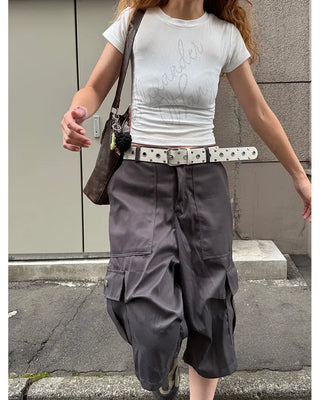 Tucked cargo Bermuda cotton pants