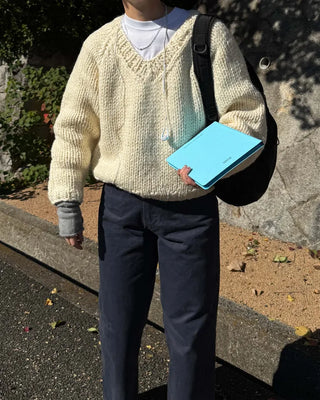 Handmade V-neck knit sweater