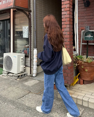 Washed wide denim pants