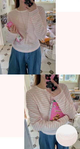 Striped long-sleeved T-shirt (3c)