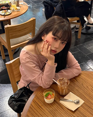 Ribbon sheer long-sleeve T-shirt