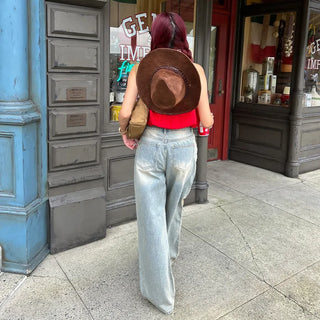 Vintage wide-leg denim pants