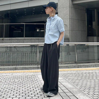 Plain cropped short-sleeved shirt