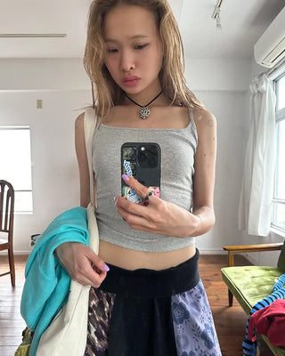 Bateau neck semi-cropped camisole